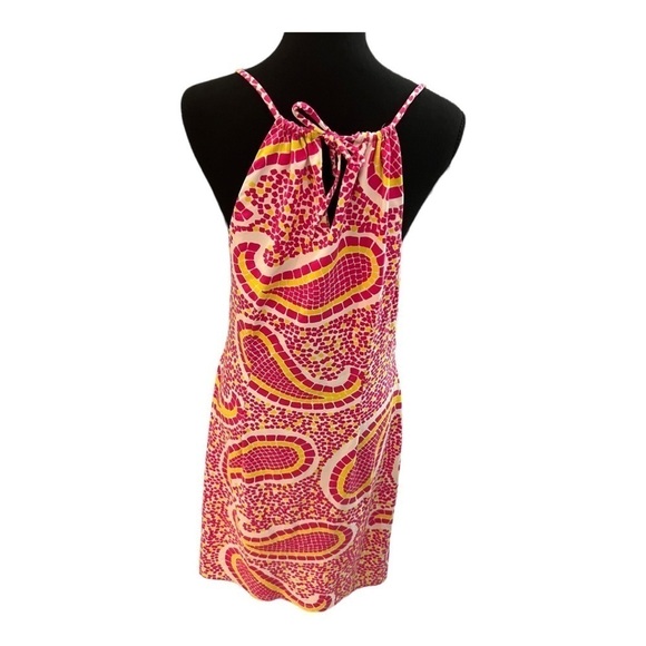J McLaughlin Pink and Yellow Mosaic Dress Medium - Picture 4 of 9